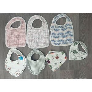 Baby Girl Bib Lot (Aden and Anais, Angel Dear, Bebe au Lait, Carters)